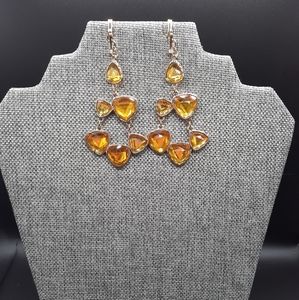 Citrine Topaz Jeweled Drop Dangle CLIP-ON Earrings